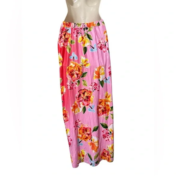 AGUA BENDITA X REVOLVE Mimi Sarong Style Skirt in Pink and Red Blossom NWT - Picture 3 of 9